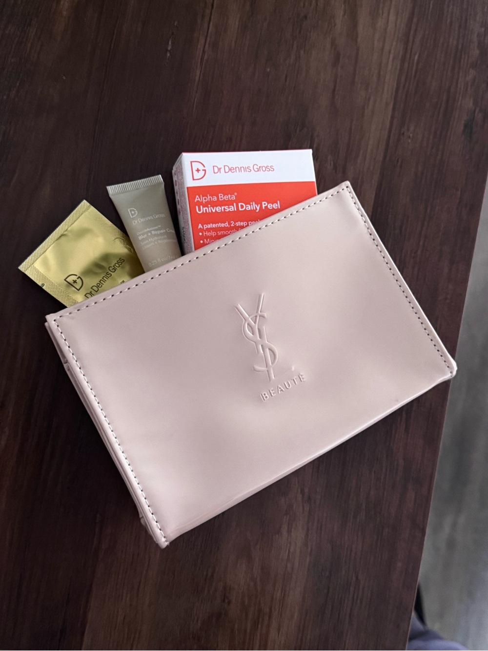 FREE GIVEAWAY Yves Saint Laurent Cream Cosmetic Pouch with Embossed YSL Logo
